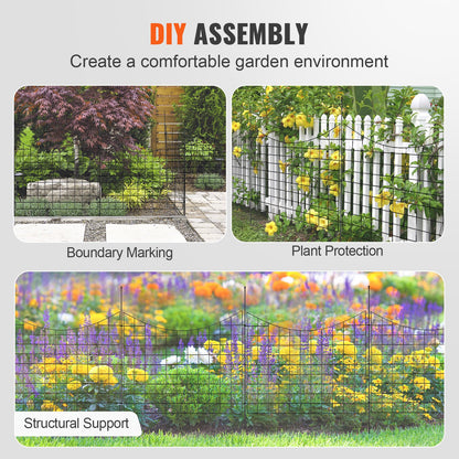 Garden Fence, No Dig Fence 92.96 (H) x 74.93 cm (L) Animal Barrier Fence, Underground Decorative Garden Fencing with 16 cm Spike Spacing, Metal Dog Fence for the Yard and Outdoor Patio, 5 Pack