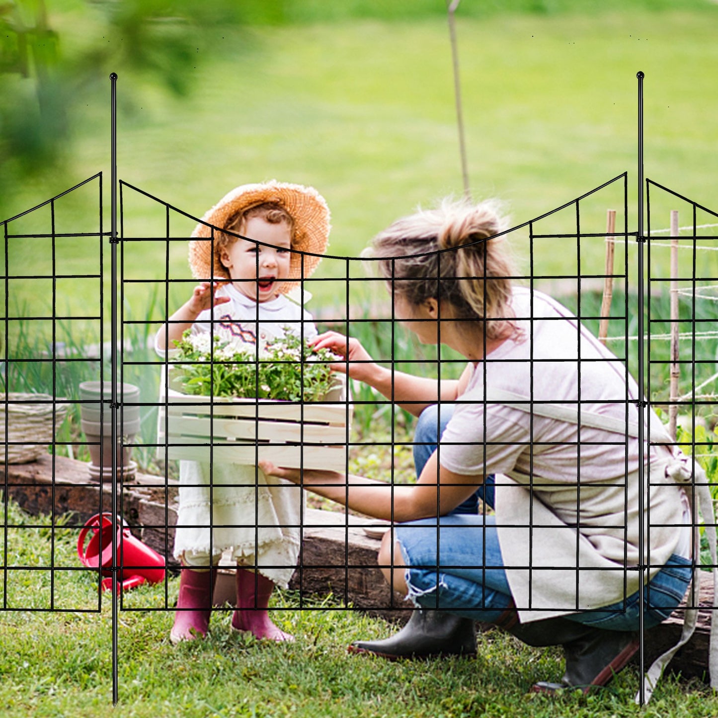 Garden Fence, No Dig Fence 92.96 (H) x 74.93 cm (L) Animal Barrier Fence, Underground Decorative Garden Fencing with 16 cm Spike Spacing, Metal Dog Fence for the Yard and Outdoor Patio, 5 Pack