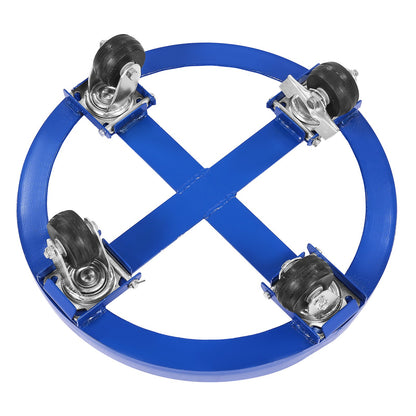 55 Gallon Drum Dolly, 2000 lbs Load Capacity, Heavy-Duty Barrel Dolly with Cross Braces and 4 Swivel Caster Wheels, Non Tipping Hand Truck Capacity Dollies for Warehouse Drum Handling, Blue