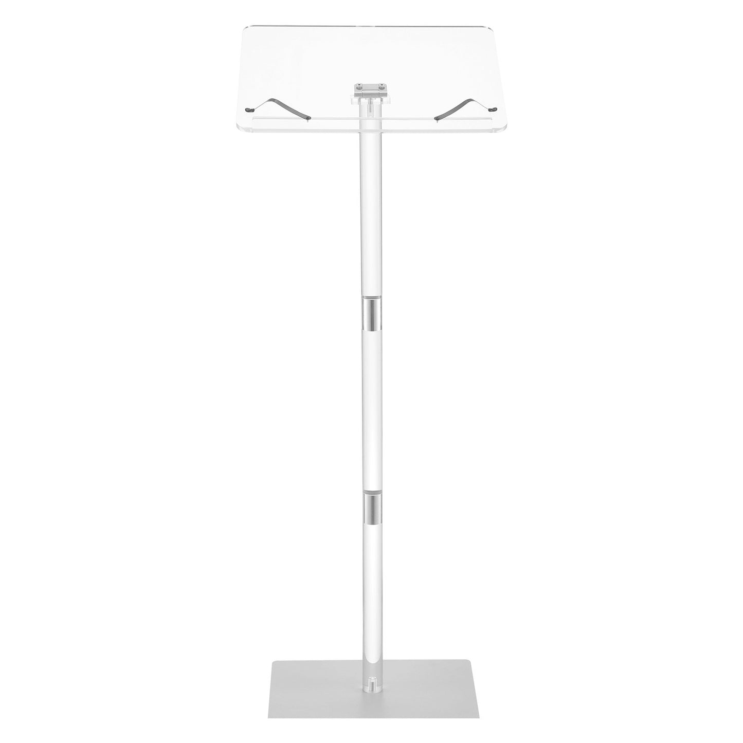 Podium Stand, 1100 mm Acrylic Lectern, Portable Laptop Desk with Wide Reading Surface, Book Clips, Adjustable Angle, Floor-Standing, for Classroom, Wedding, Conference, Lecture and Concert