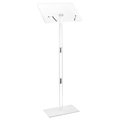 Podium Stand, 1100 mm Acrylic Lectern, Portable Laptop Desk with Wide Reading Surface, Book Clips, Adjustable Angle, Floor-Standing, for Classroom, Wedding, Conference, Lecture and Concert