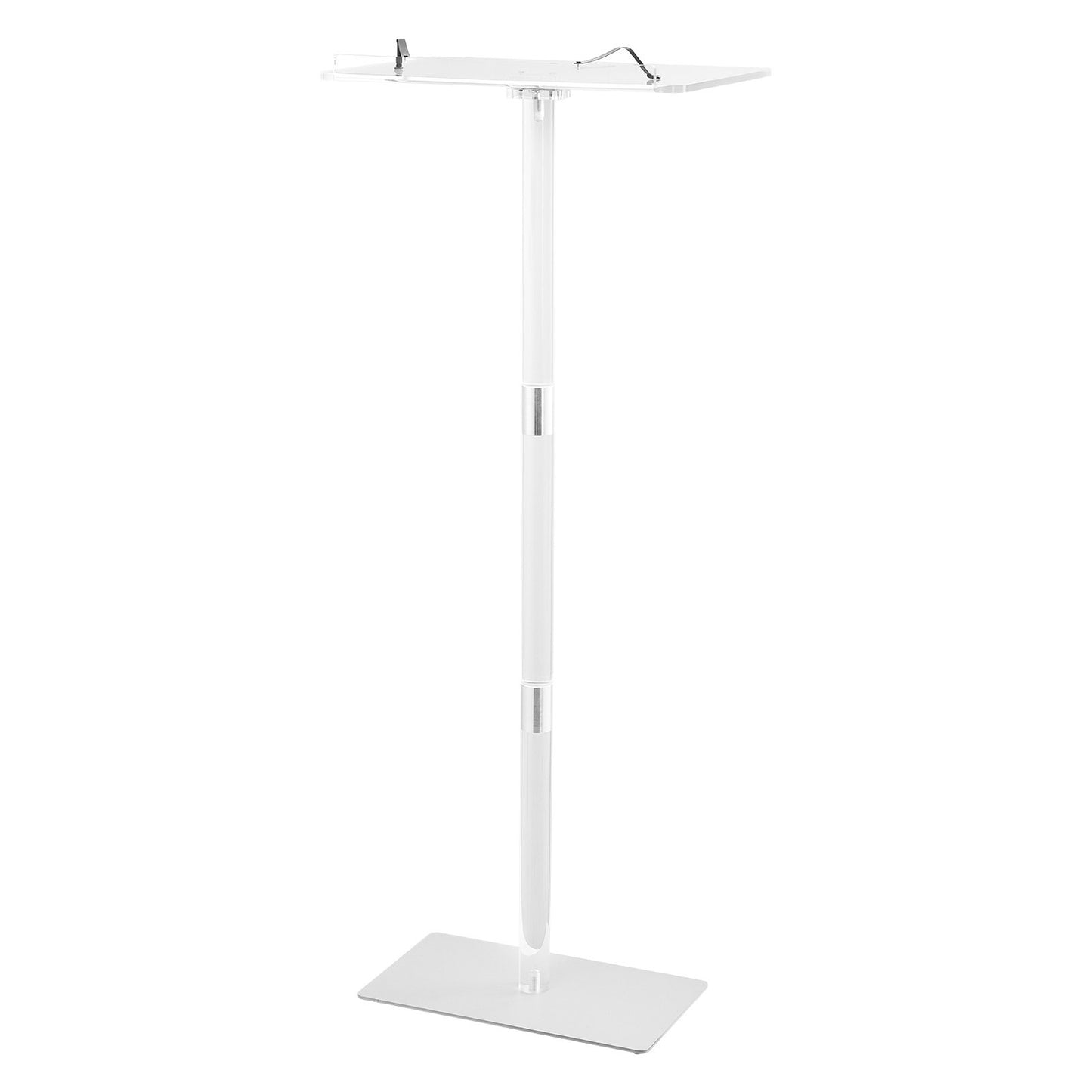 Podium Stand, 1100 mm Acrylic Lectern, Portable Laptop Desk with Wide Reading Surface, Book Clips, Adjustable Angle, Floor-Standing, for Classroom, Wedding, Conference, Lecture and Concert