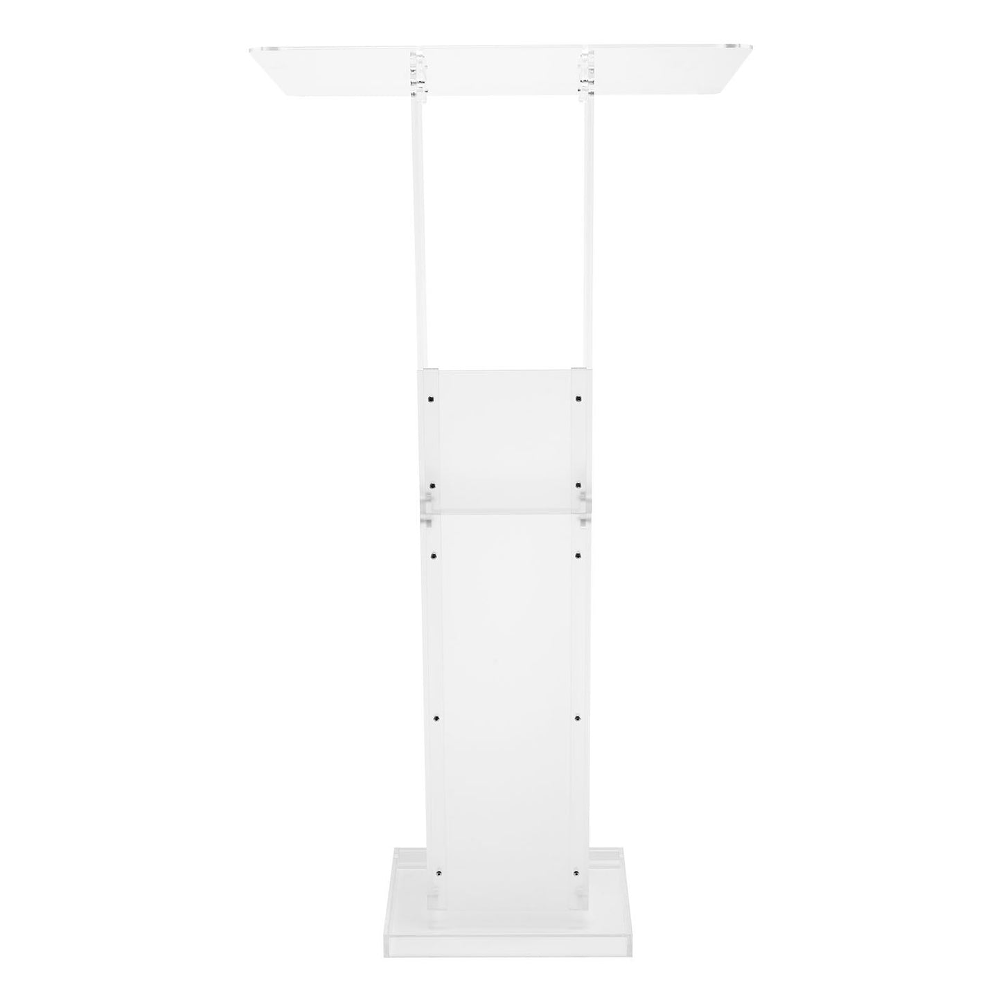 Podium Stand, 1265 mm Acrylic Lectern, Portable Laptop Desk with Wide Reading Surface and Storage Shelf, Book Stopper, Floor-Standing, for Classroom, Wedding, Conference, Lecture and Concert