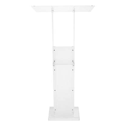 Podium Stand, 1265 mm Acrylic Lectern, Portable Laptop Desk with Wide Reading Surface and Storage Shelf, Book Stopper, Floor-Standing, for Classroom, Wedding, Conference, Lecture and Concert