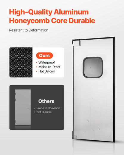 Traffic Swing Door, Single Panel Fits Door Opening 91.4 x 213.4 cm, Stainless Steel Commercial Swinging Doors with Hardware & Accessories, Ideal for Residential Use, Durable & Easy to Install