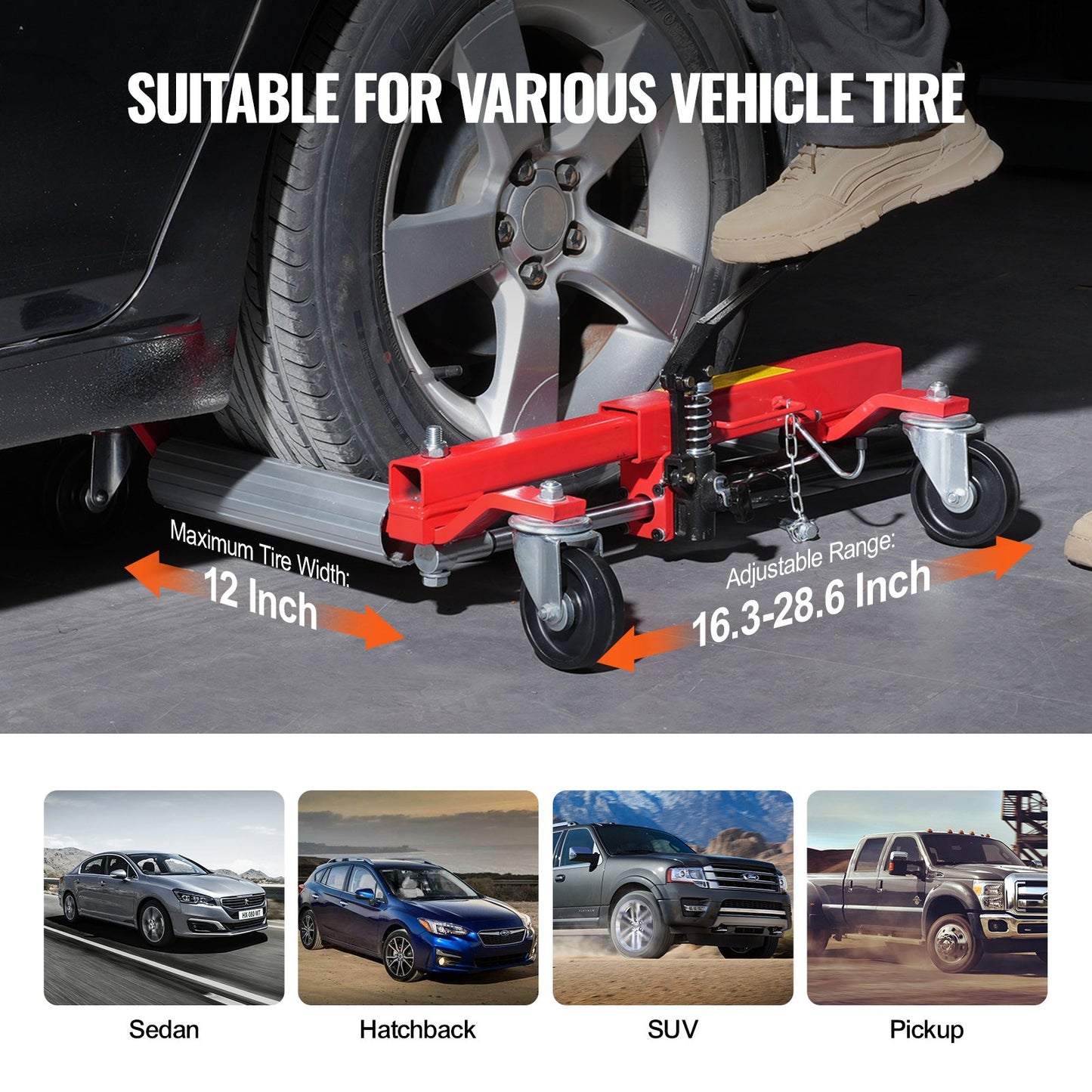 Wheel Dolly, Max Capacity 1500 Lbs Car Dolly, Car Jack Dolly Lifter with 360° Rotatable Wheels, Heavy Duty Vehicle Positioning Hydraulic Tire Jack, for Vehicle Car Auto Repair Moving