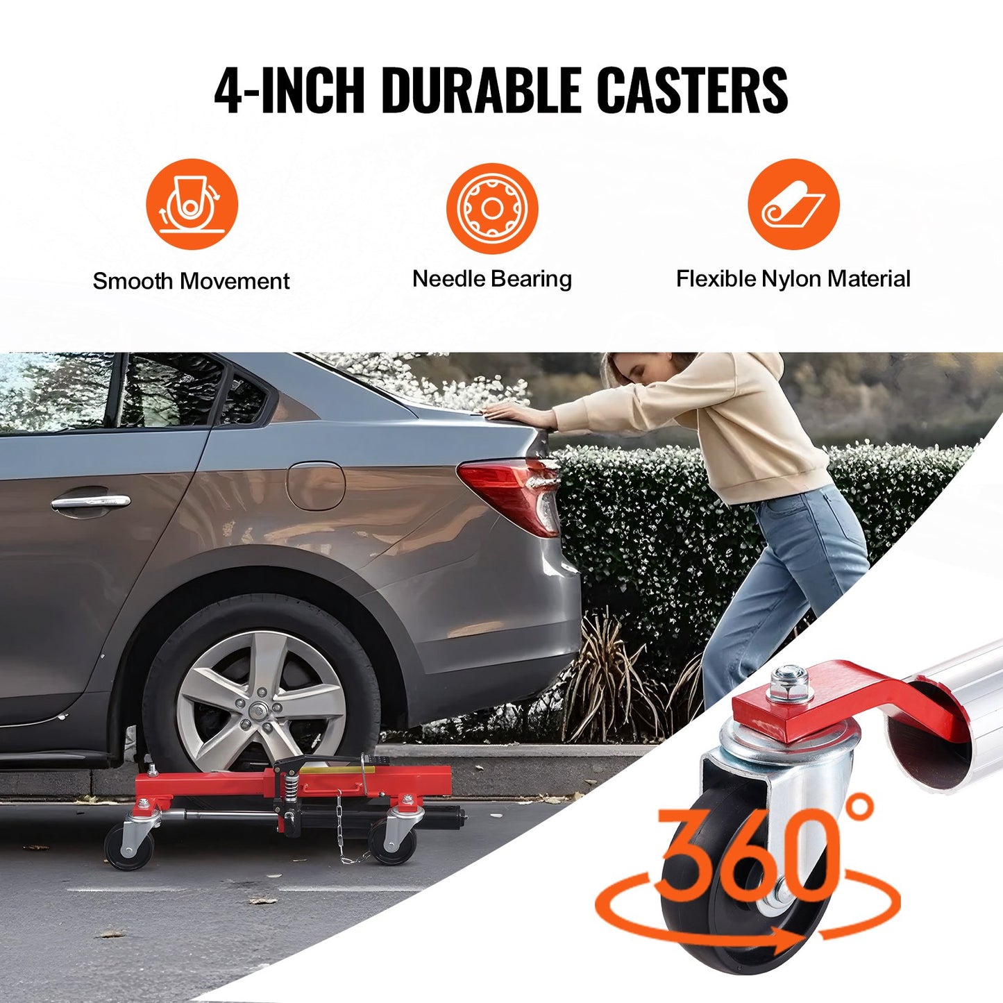 Wheel Dolly, Max Capacity 1500 Lbs Car Dolly, Car Jack Dolly Lifter with 360° Rotatable Wheels, Heavy Duty Vehicle Positioning Hydraulic Tire Jack, for Vehicle Car Auto Repair Moving