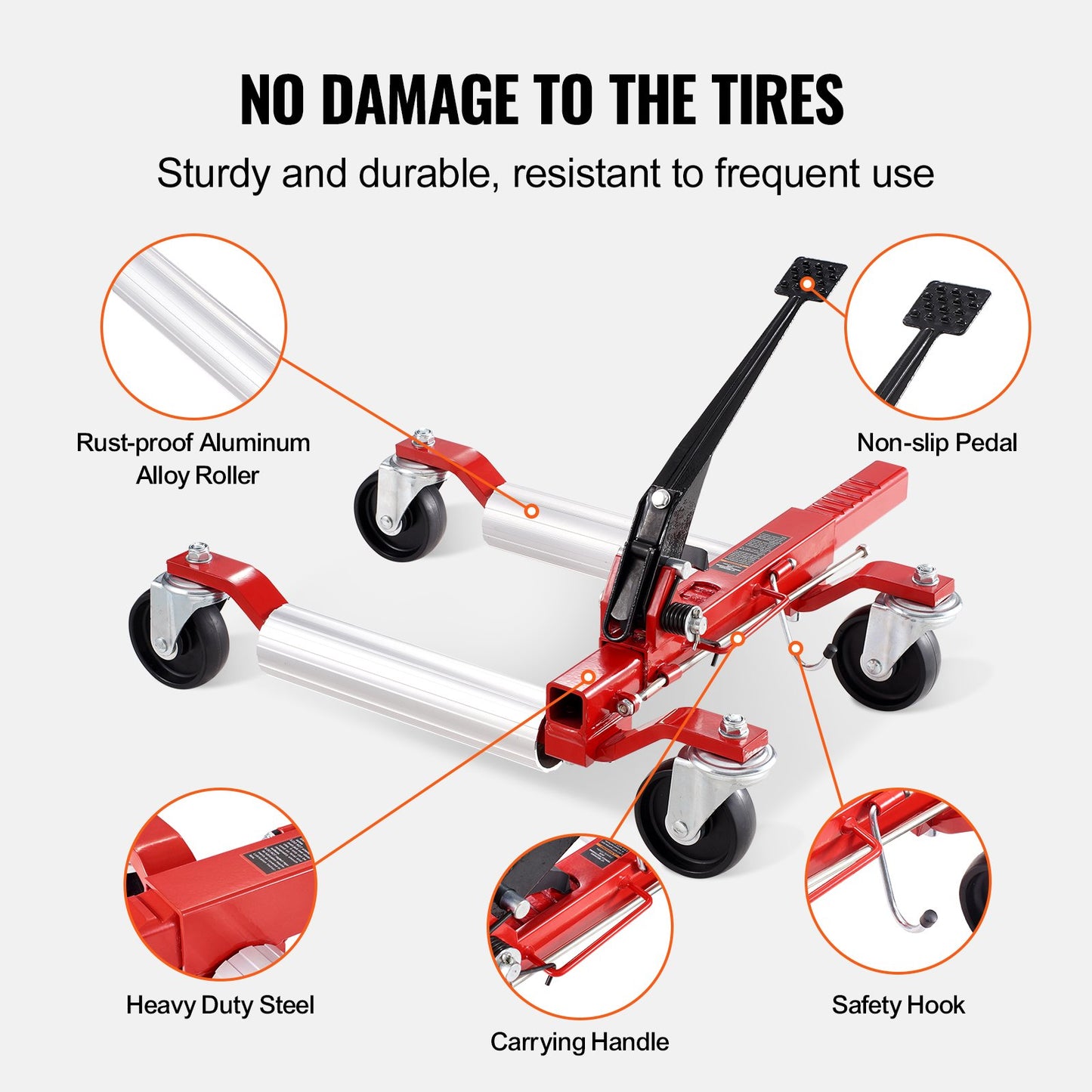 Radwagenheber, max. Tragkraft 1500 lbs (ca. 680 kg), Wagenheber mit 360° drehbaren Rädern, robuster Ratschen-Radheber zur Fahrzeugpositionierung, für Autoreparaturen und Fahrzeugtransporte