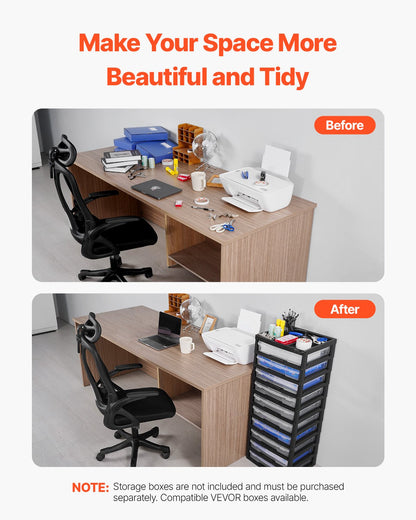 Plastic Storage Organizer, 10-Tier Large Capacity with Organizer Top, Black Frame Only, PP Material Multifunctional Scrapbook Storage, for Office Essentials Tools Arts and Crafts Supplies