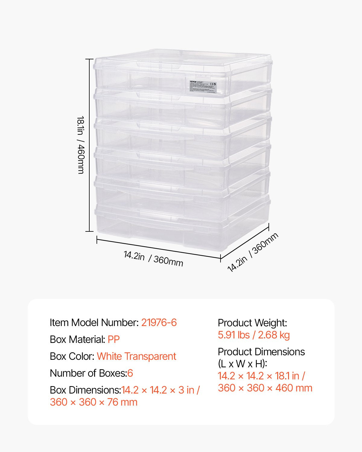 Aufbewahrung für Scrapbook-Papier, 6er-Pack stapelbare Kunststoffboxen für Brettspiele, transparente Mehrzweck-Dokumentenbox mit abgerundeten Ecken und Doppelverschlüssen, für Bürobedarf, Bastelmaterialien