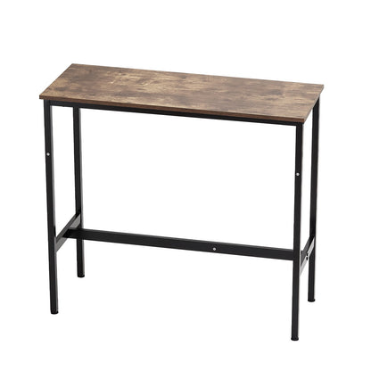 Bar Table, Sturdy Metal Frame High Top Pub Table, Narrow Long Kitchen Dining, Cocktail Counter Bar Height Desk, Easy to Assemble,39x16x35.5 in, for Living Room Party, Rustic Brown and Black
