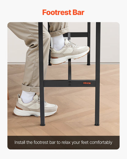 Stehtisch, stabiler Stehtisch mit Metallgestell, schmale, lange Küchentheke, Cocktail-Theke, leicht zu montieren, 140 x 38 x 99 cm, für Wohnzimmerpartys, rustikales Braun und Schwarz