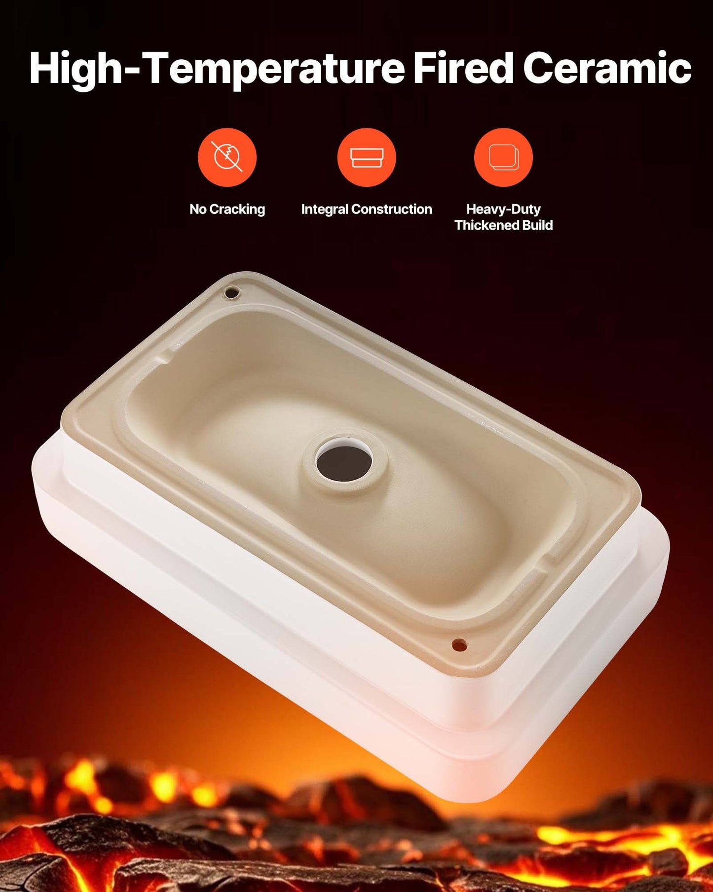 Semi Recessed Bathroom Sink, 490 x 305 mm Rectangular White Ceramic Vessel Sink with 45 mm Drain Hole, Drop in Modern Lavatory Vanity Bath Wash Bowl Basin, Rectangle for Bathroom Small Space