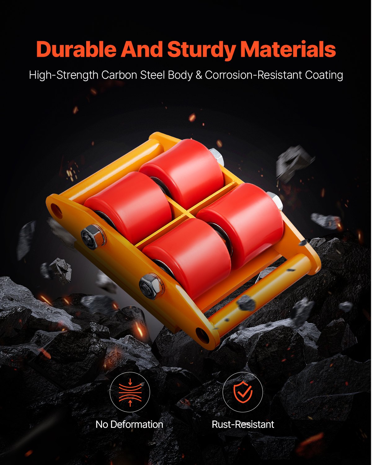 Maschinenrolle, 6-Tonnen-Maschinenrolle, 6000 kg Maschinentransportrolle, Maschinentransportrolle mit 360°-Drehkappe und PU-Richtungsrollen, Schwerlast-Industrietransportgerät, Gelb