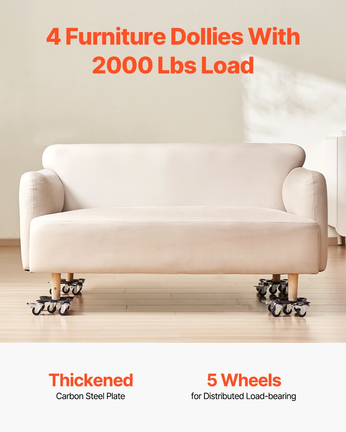 Furniture Dolly, Maximum Load 1200 lbs, Heavy Duty Furniture Movers with 5 360° Rotation Wheels, Carbon Steel Panel, Furniture Lift Slider Tool Set for Appliances, Sofa, Fridge, Washing Machine