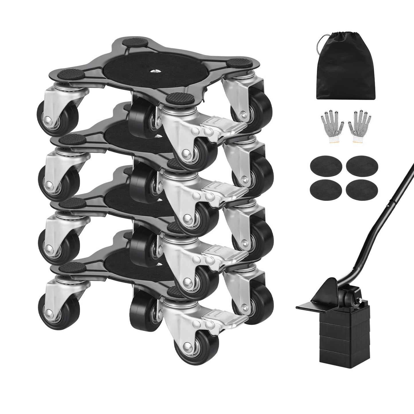 Furniture Dolly, Maximum Load 1200 lbs, Heavy Duty Furniture Movers with 5 360° Rotation Wheels, Carbon Steel Panel, Furniture Lift Slider Tool Set for Appliances, Sofa, Fridge, Washing Machine