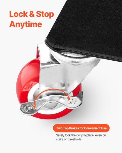 Möbelroller, maximale Traglast 1580 kg, Schwerlast-Möbeltransporter mit 5 um 360° drehbaren Rädern, Karbonstahlplatte, Möbellift- und Gleitwerkzeug-Set für Haushaltsgeräte, Sofa, Kühlschrank, Waschmaschine