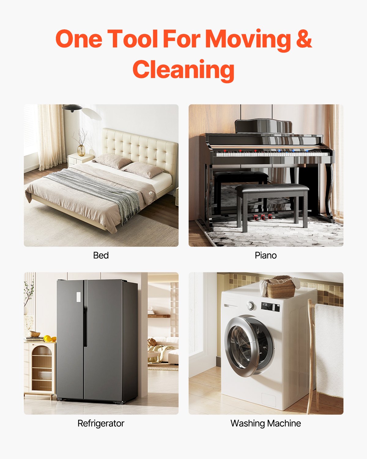 Möbelroller, maximale Traglast 1580 kg, Schwerlast-Möbeltransporter mit 5 um 360° drehbaren Rädern, Karbonstahlplatte, Möbellift- und Gleitwerkzeug-Set für Haushaltsgeräte, Sofa, Kühlschrank, Waschmaschine