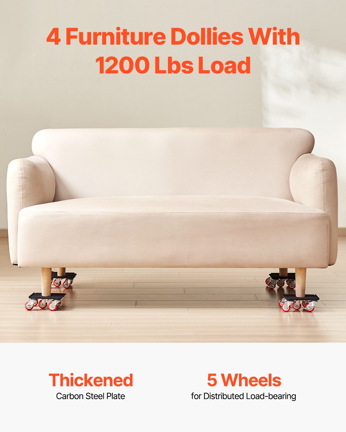 Möbelroller, maximale Traglast 544 kg, Schwerlast-Möbeltransporter mit 5 um 360° drehbaren Rädern, Karbonstahlplatte, Möbellift- und Gleitwerkzeug-Set für Haushaltsgeräte, Sofa, Kühlschrank, Waschmaschine