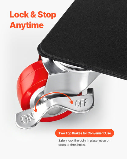 Möbelroller, maximale Traglast 544 kg, Schwerlast-Möbeltransporter mit 5 um 360° drehbaren Rädern, Karbonstahlplatte, Möbellift- und Gleitwerkzeug-Set für Haushaltsgeräte, Sofa, Kühlschrank, Waschmaschine