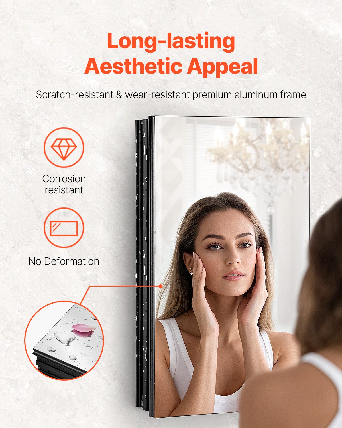 Medicine Cabinet, 14 x 24 inches, Medicine Cabinet for Bathroom with Mirror, Aluminum Frame Bathroom Wall Cabinet, 2-layer Adjustable Shelves, Recessed & Wall-mounted Installation