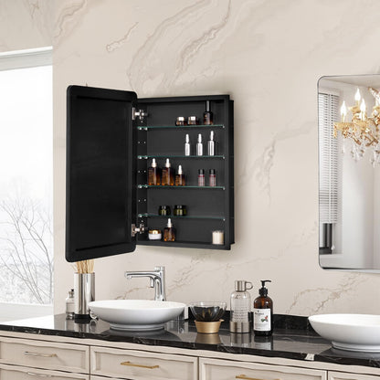 Medicine Cabinet, 20 x 30 inch, Medicine Cabinet for Bathroom with Mirror, Aluminum Frame Bathroom Wall Cabinet, 4-layer Adjustable Shelves, Recessed & Wall-mounted Installation