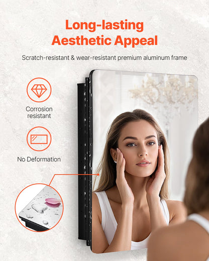 Medicine Cabinet, 24 x 30 inch, Medicine Cabinet for Bathroom with Mirror, Aluminum Frame Bathroom Wall Cabinet, 2-layer Adjustable Shelves, Recessed & Wall-mounted Installation