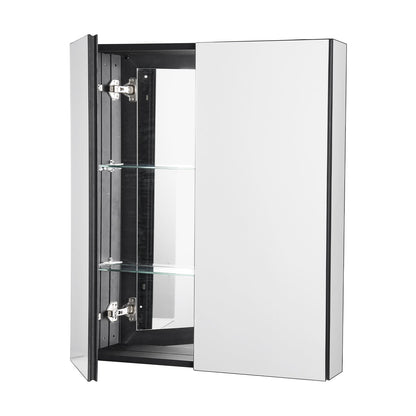 Medicine Cabinet, 26 x 30 inch, Medicine Cabinet for Bathroom with Mirror, Aluminum Frame Bathroom Wall Cabinet, 2-layer Adjustable Shelves, Recessed & Wall-mounted Installation