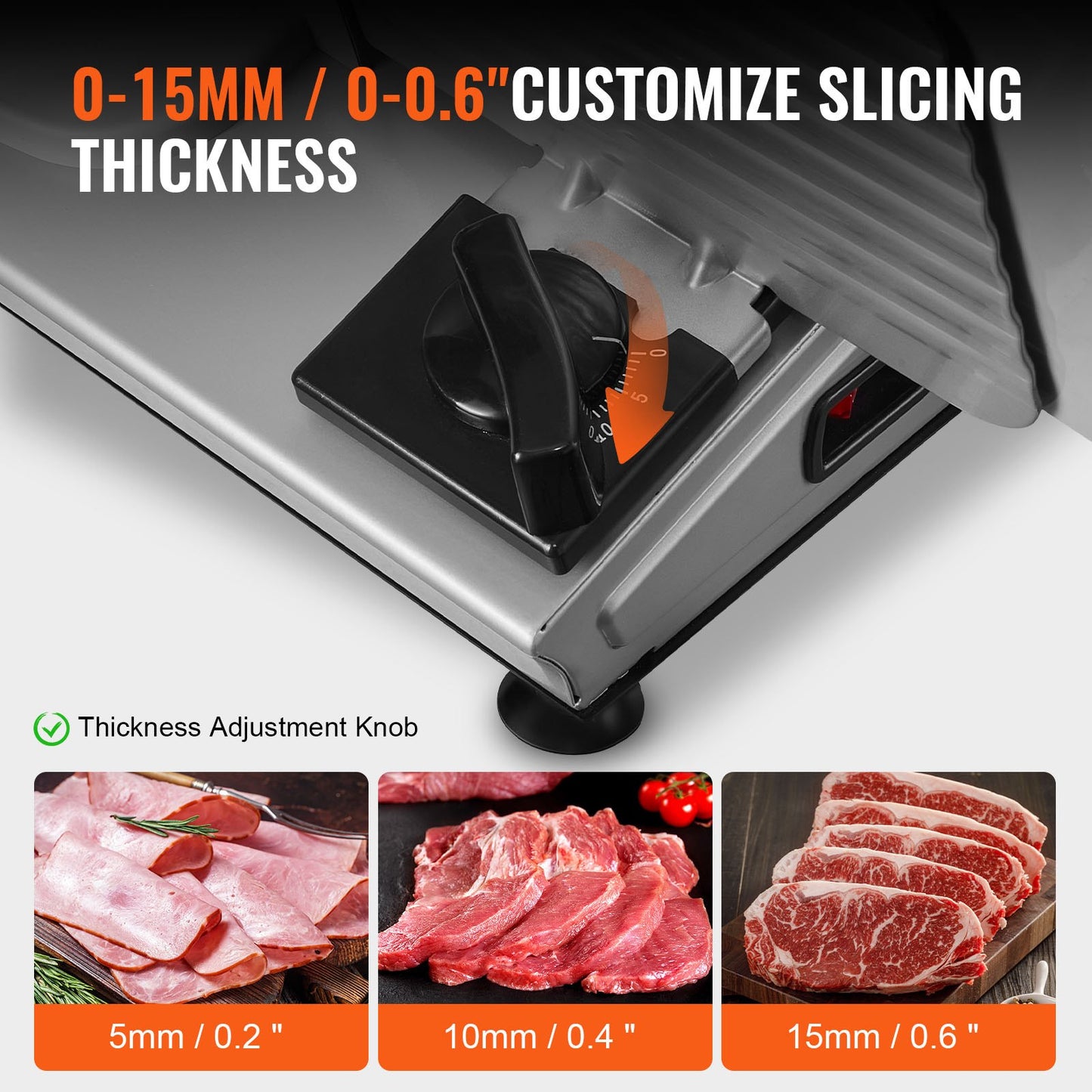 Meat Slicer, 180W Electric Deli Food Slicer with 19.1 cm SUS420 Stainless Steel Blade and Blade Guard, 0 - 1.5 cm Adjustable Thickness for Home Use, Easy to Clean, Cut Meat, Bread, Ham and Cheese