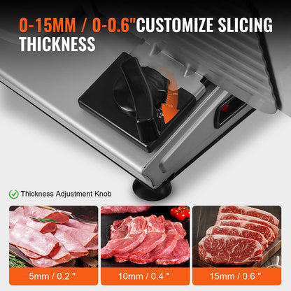 Meat Slicer, 180W Electric Deli Food Slicer with 19.1 cm SUS420 Stainless Steel Blade and Blade Guard, 0 - 1.5 cm Adjustable Thickness for Home Use, Easy to Clean, Cut Meat, Bread, Ham and Cheese