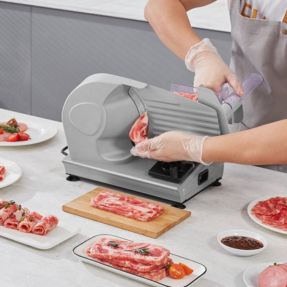 Meat Slicer, 180W Electric Deli Food Slicer with 19.1 cm SUS420 Stainless Steel Blade and Blade Guard, 0 - 1.5 cm Adjustable Thickness for Home Use, Easy to Clean, Cut Meat, Bread, Ham and Cheese