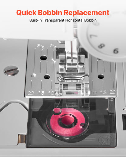 Nähmaschine mit 18 Stichprogrammen, LED-Licht und Fußpedal, einfacher Drehreglersteuerung, Metallrahmen, leichte und tragbare Nähmaschine für Anfänger, geeignet für Erwachsene, Bastelarbeiten und Ausbesserungen