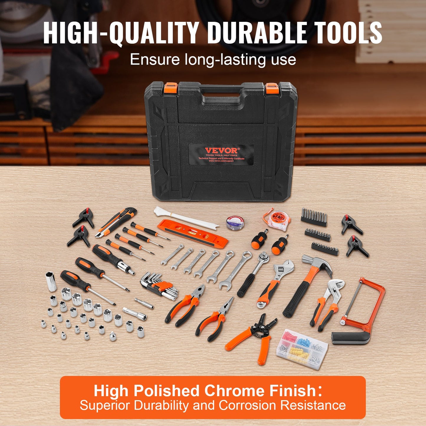 Tool Kit, 216 Piece General Household Hand Tool Set, Home Repairing Tool Kit with Portable Tool Storage Case, High-Quality Steel, for Home Maintenance, DIY Projects, and Automotive Repair