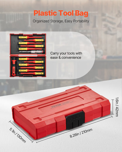 Isolierter Schraubendrehersatz, 13-teiliger professioneller Elektriker-Schraubendrehersatz, 1000-V-isolierter Elektriker-Werkzeugsatz, mit magnetischen Phillips-, Schlitz-, Pozidriv- und Torx-Bits, Schraubendreher für Elektriker