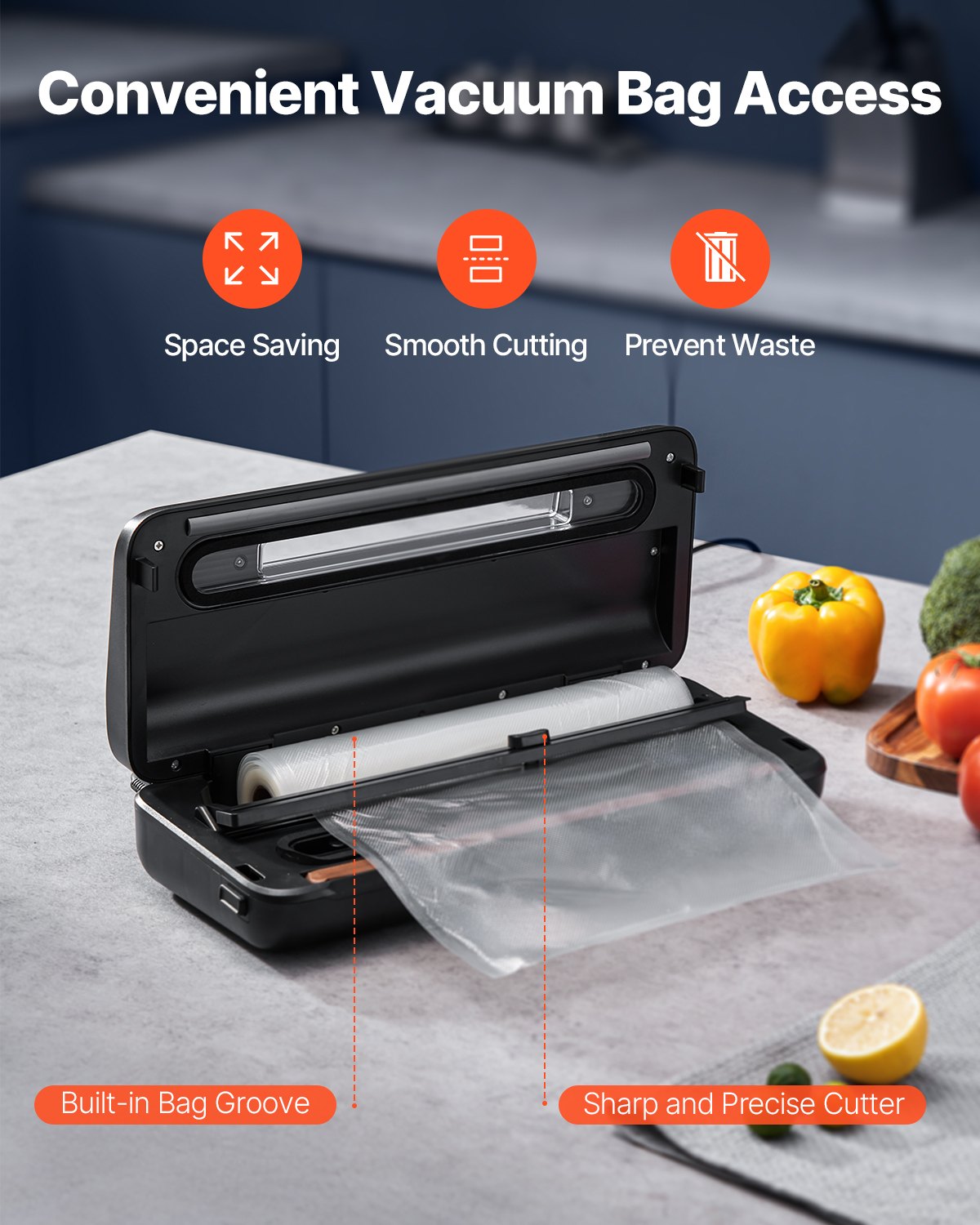 Vacuum Sealer Machine, 80Kpa 120W Powerful Compact Food Sealer, 7-in-1 Multi-Functional Food Vacuum Sealer, Automatic Air Sealing System with Built-in Cutter with 10 Vacuum Bags & 1 Bag Roll