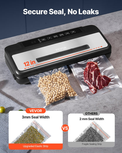 Vacuum Sealer Machine, 80Kpa 120W Powerful Compact Food Sealer, 7-in-1 Multi-Functional Food Vacuum Sealer, Automatic Air Sealing System with Built-in Cutter with 10 Vacuum Bags & 1 Bag Roll
