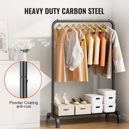 Clothes Rack, Heavy Duty Clothing Garment Rack with Hanging Rod and Bottom Storage Area, Clothing Rack for Bedroom Guest Room