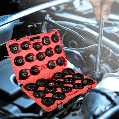 Oil Filter Socket Set, 30 Pcs Oil Filter Wrench Set, Sturdy Steel Oil Filter Socket, 3/8\" Oil Filter Socket, Low Profile Oil Filter Socket Set For Easy Access, Oil Filter Wrench Cap Set