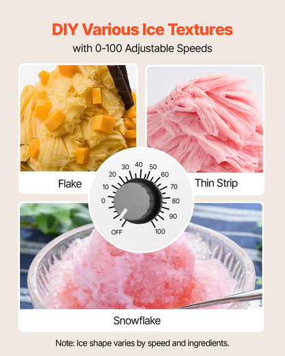 Schneeflocken-Eismaschine, 40 kg/24 h, Eismaschine mit Edelstahlklinge, elektrische Schneekegelmaschine mit 1,8-Liter-Tank, 90 Sekunden Schnellvorkühlung, für Zuhause und kleine Feiern