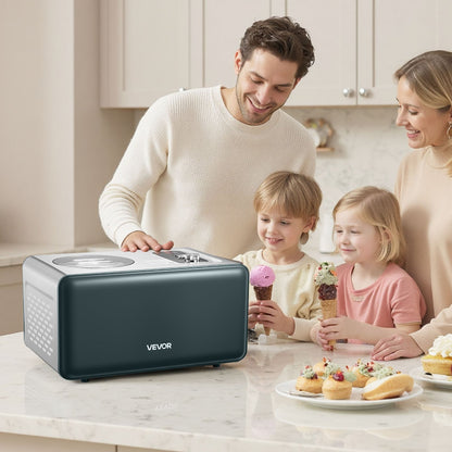 Automatic Ice Cream Maker with Built-in Compressor, 1.5L No Pre-freezing Gelato Maker, Electric Sorbet-Maker, 3 Modes Compressor Ice Cream Machine for Home Kitchen