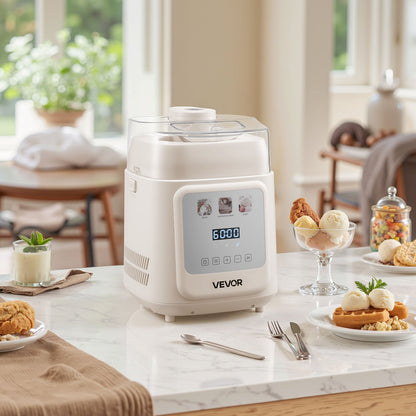 Stehende, automatische Eismaschine mit eingebautem Kompressor, 1-Liter-Gelato- und Frozen-Yogurt-Maschine (kein Vorkühlen erforderlich), elektrischer Sorbetbereiter mit 4 Modi, Kompressor-Eismaschine für Zuhause