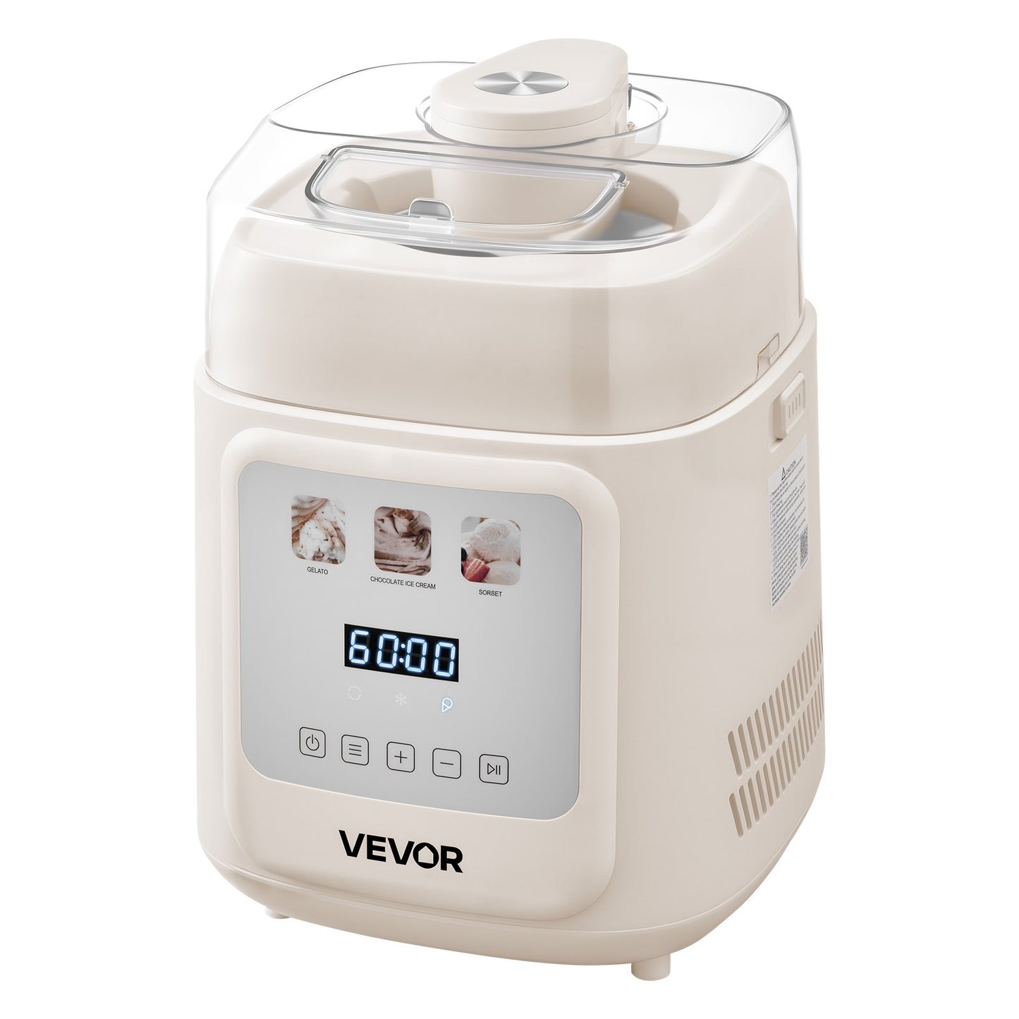 Stehende, automatische Eismaschine mit eingebautem Kompressor, 1-Liter-Gelato- und Frozen-Yogurt-Maschine (kein Vorkühlen erforderlich), elektrischer Sorbetbereiter mit 4 Modi, Kompressor-Eismaschine für Zuhause