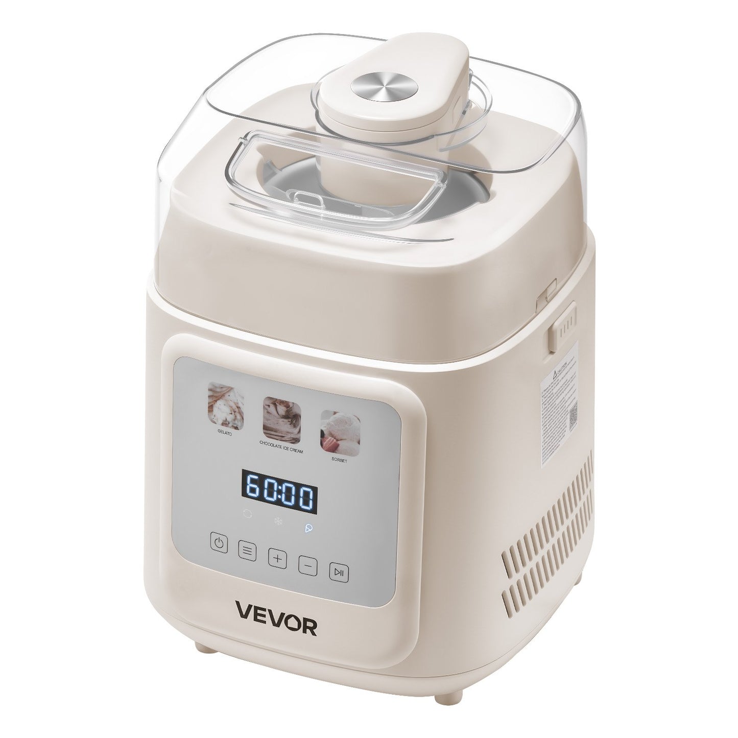 Stehende, automatische Eismaschine mit eingebautem Kompressor, 1-Liter-Gelato- und Frozen-Yogurt-Maschine (kein Vorkühlen erforderlich), elektrischer Sorbetbereiter mit 4 Modi, Kompressor-Eismaschine für Zuhause