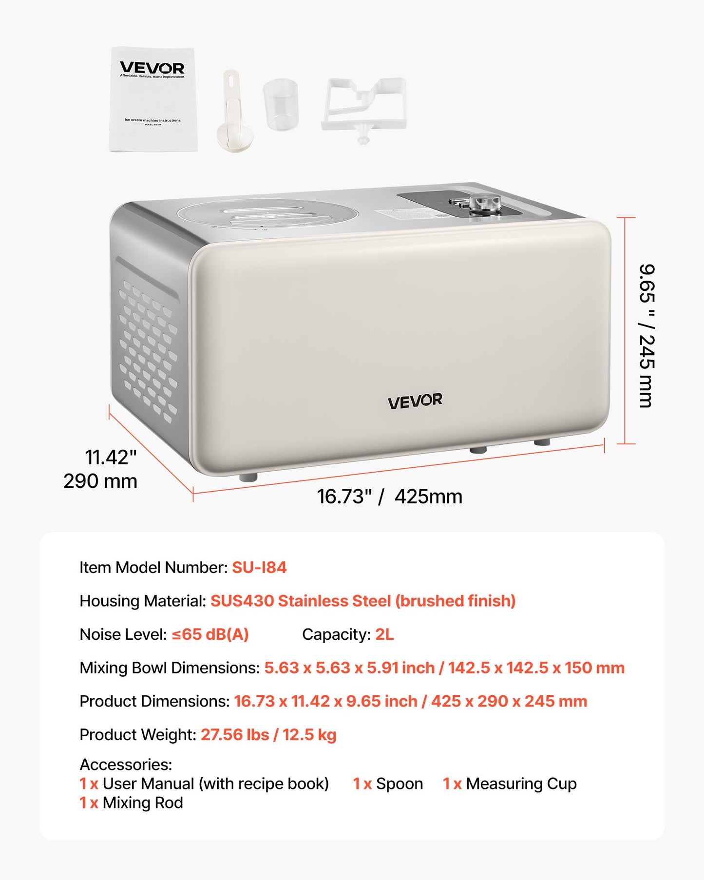 Automatische Eismaschine mit eingebautem Kompressor, 2-Liter-Eismaschine ohne Vorkühlen, elektrische Sorbetmaschine, 3-Modus-Kompressor-Eismaschine für die heimische Küche