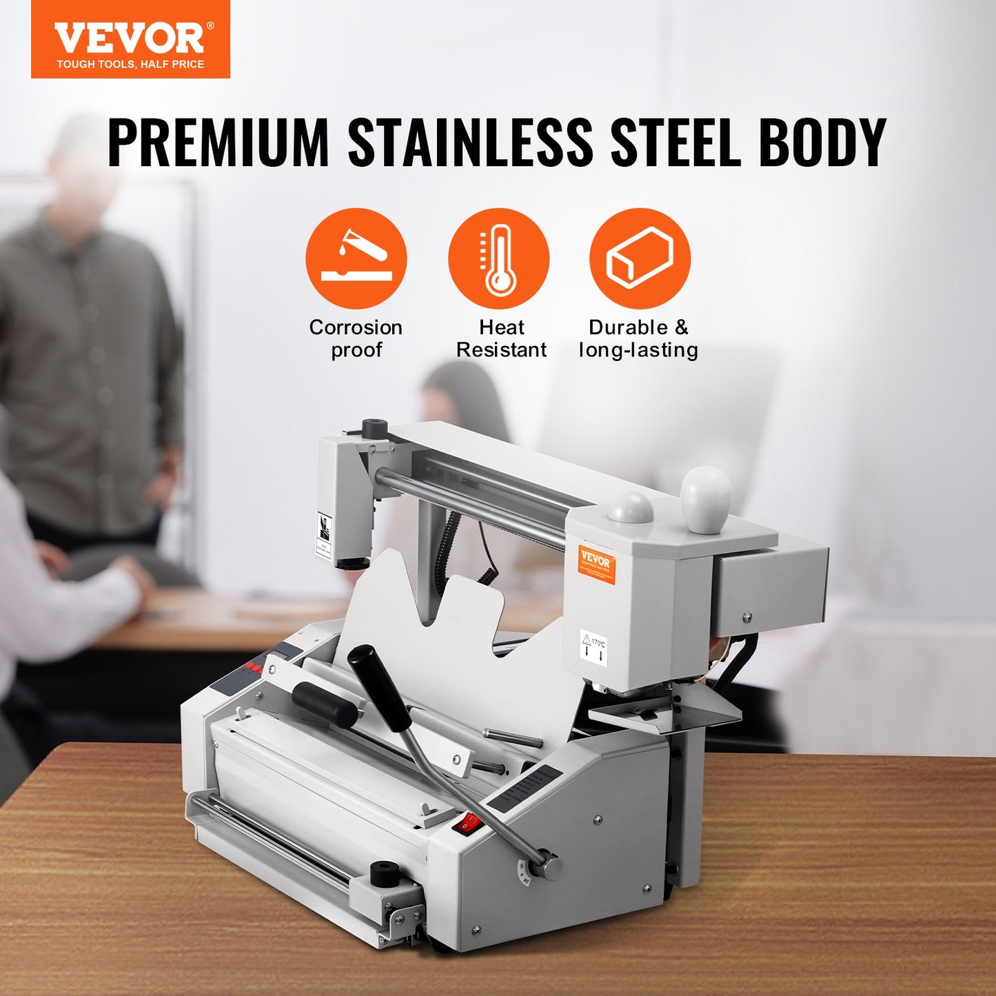 Thermobindemaschine, Kapazität 400 Blatt, Heißklebebindemaschine, Thermobuchbinder, 50 mm Bindestärke, A3 (kurze Kante)/A4/A5-Dokumente mit Fräser