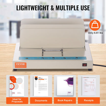 Thermal Binding Machine, 500 Sheets Capacity Book Binding Machine, Thermal Book Binder 50mm Binding Thickness A3(Short Edge)/A4/A5 Document, with Infrared Optical Detection