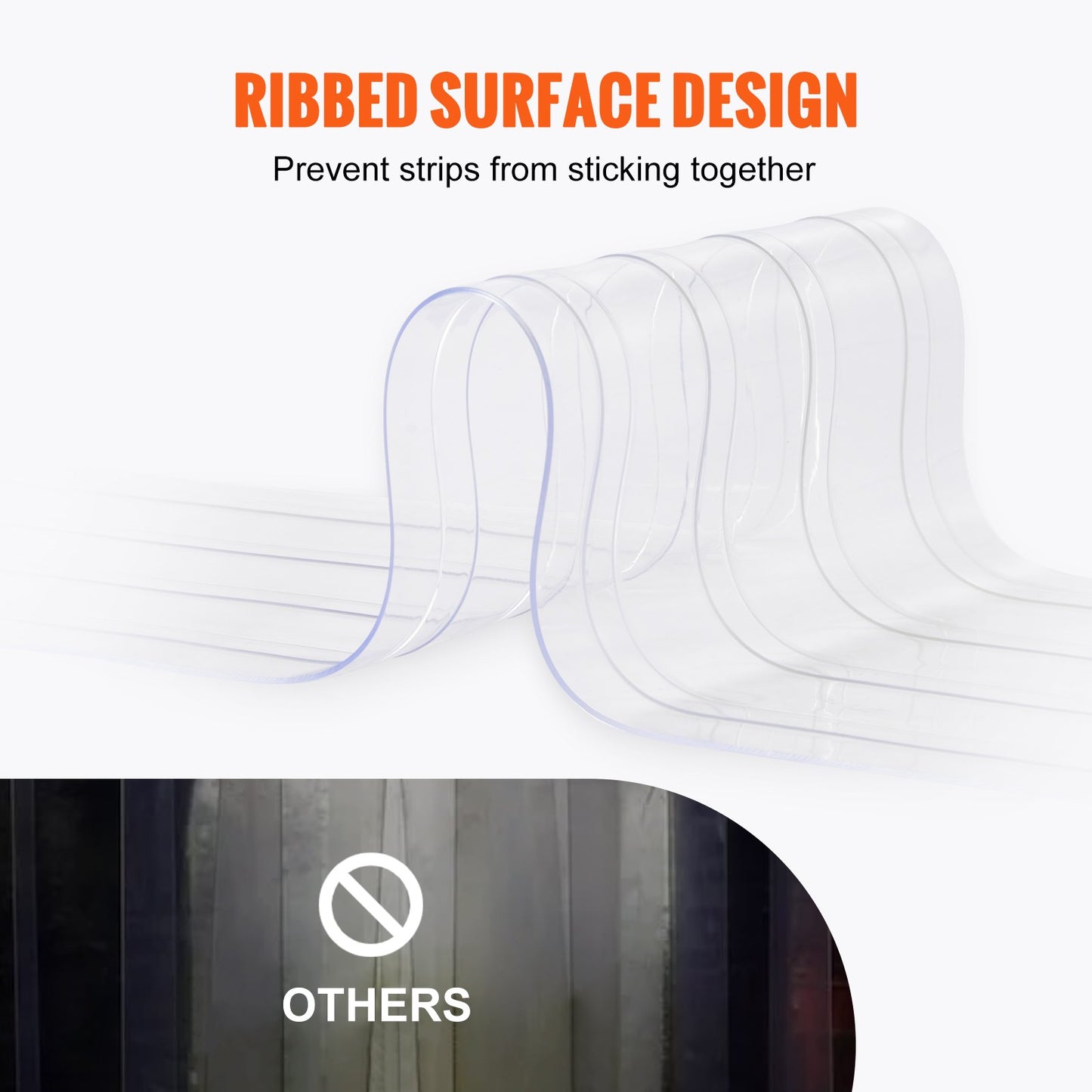 Strip Curtain, 100' Length x 12" Width x 0.12" Thickness, Clear Ribbed PVC Curtain Strip Door Bulk Roll, Plastic Door Strips for Doorway of Supermarket, Garage, Warehouse, Barn, Pet Animal House