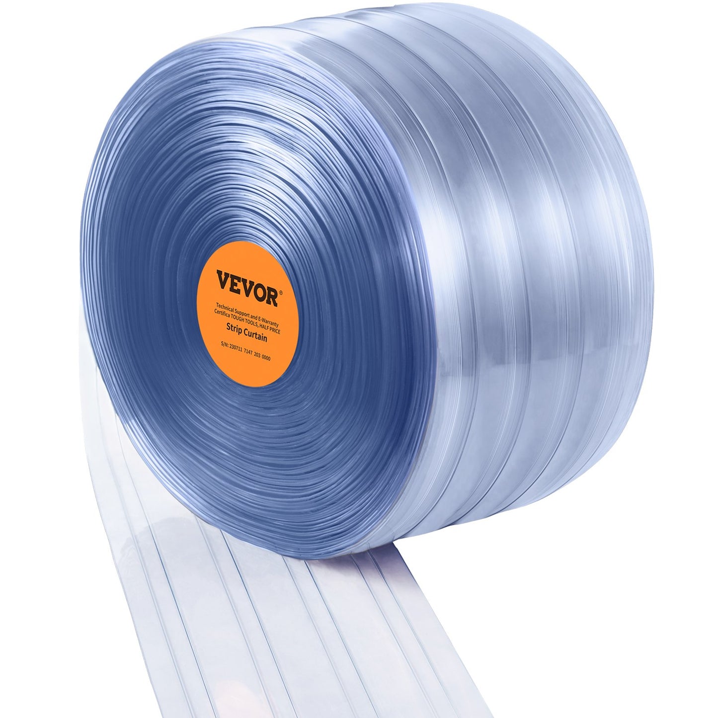 Strip Curtain, 100' Length x 12" Width x 0.12" Thickness, Clear Ribbed PVC Curtain Strip Door Bulk Roll, Plastic Door Strips for Doorway of Supermarket, Garage, Warehouse, Barn, Pet Animal House