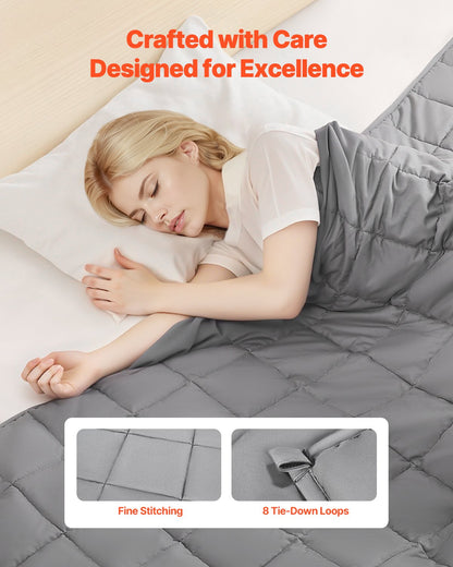 Weighted Blanket, 25 lbs, 88 x 104 in King Size, Cooling Breathable Heavy Blanket with Glass Beads, All-Season Use, Suitable for 250-310 lbs Adults, Anxiety Stress Relief, Improve Sleep, Grey