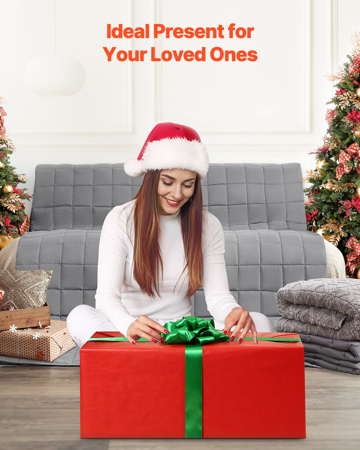 Gewichtsdecke, 11,3 kg, 152 x 203 cm (Queen-Size), kühlende, atmungsaktive Decke mit Glasperlen, ganzjährig einsetzbar, geeignet für Erwachsene von 113–140 kg, lindert Angstzustände und Stress, verbessert den Schlaf, Grau